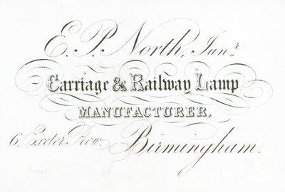 Trade card, E P North by English School