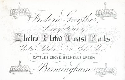Trade card, Frederic Gwyther by English School