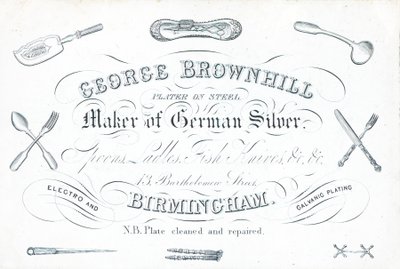 Trade card, George Brownhill by English School