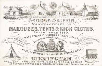 Trade card, George Griffin by English School