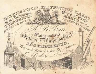 Trade Card, R B Bate by English School