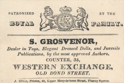 Trade Card, S Grosvenor by English School