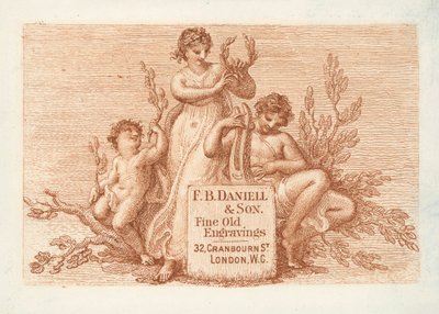 Trade Card for F B Daniell & Son, Fine Old Engravings, London by English School