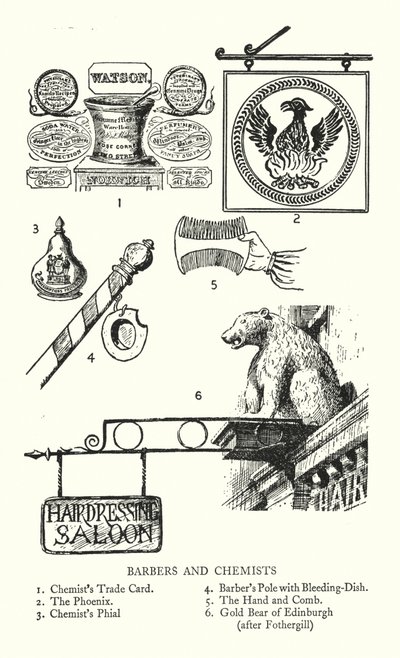 Trade Signs: Barbers and Chemists by English School