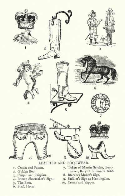 Trade signs: Leather and Footwear by English School