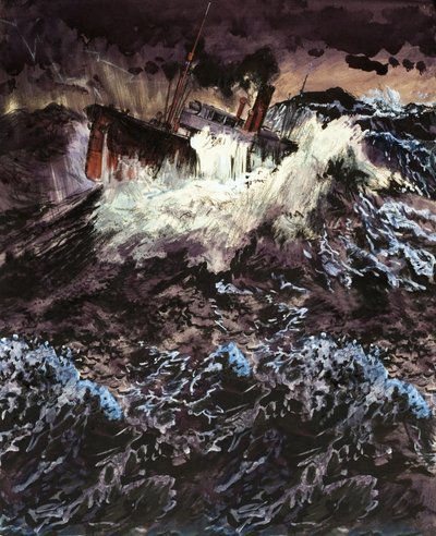 Trawler in the Rough Seas by English School