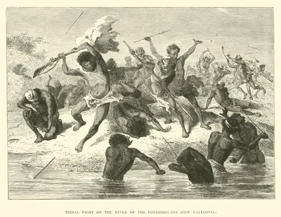 Tribal Fight on the River of the Ponerihouens, New Caledonia by English School