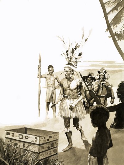 Tribesmen of New Guinea by English School