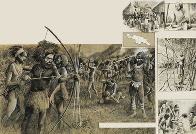 Tribesmen of New Guinea by English School