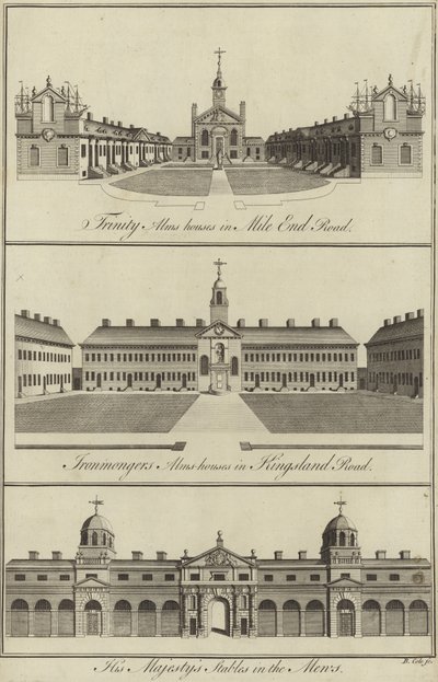 Trinity Almshouses in Mile End Road, Ironmongers Almshouses in Kingsland Road and His Majesty