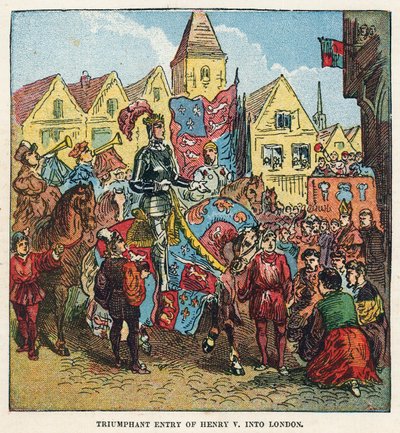 Triumphant entry of King Henry V into London after the Battle of Agincourt by English School