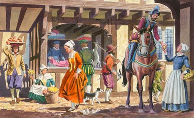 Tudor City Scene by English School
