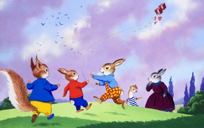 Tufty flying a kite by English School