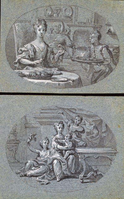 Two Domestic Scenes, c.1725 by English School