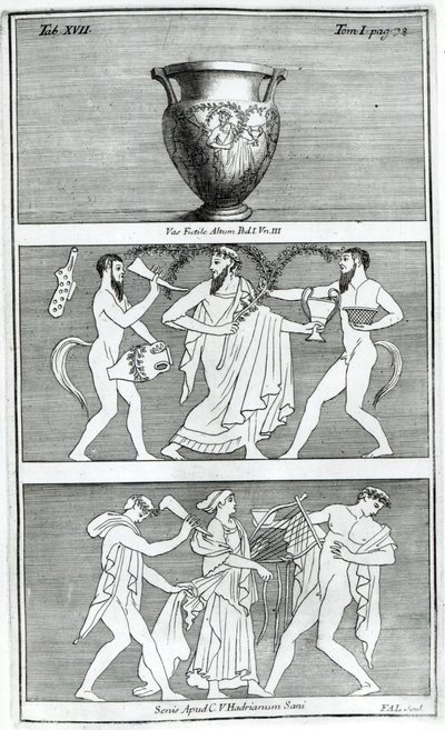 Two Scenes from an Etruscan Vase (engraving) by English School