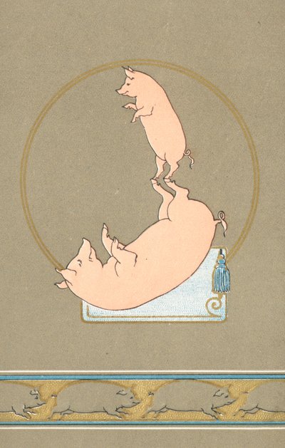 Two Anthropomorphic Pigs Performing in a Circus by English School