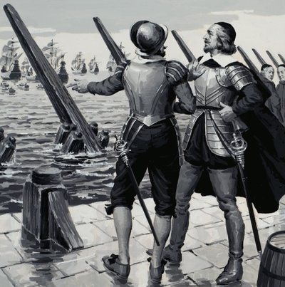 Unidentified Military Scene by English School