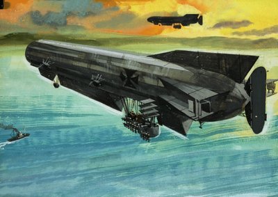 Unidentified Zeppelin-style balloon by English School