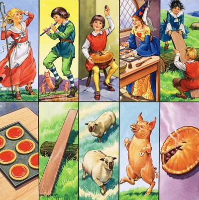 Unidentified Montage of Nursery Rhyme Characters by English School