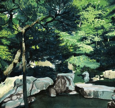 Unidentified woodland scene by English School