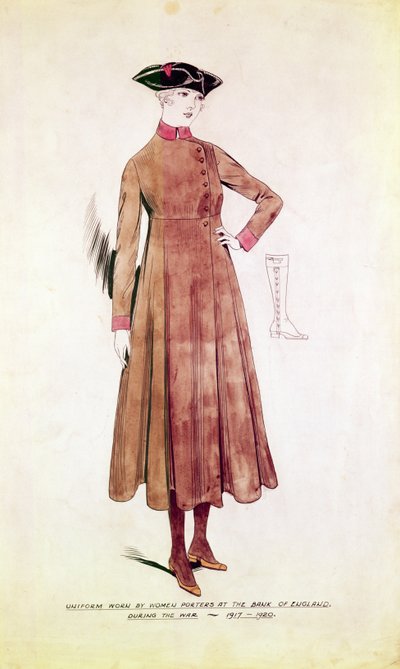Uniform worn by women porters at the Bank of England 1917-20 by English School