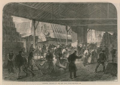 Unloading Tea-Shops in the East India Docks by English School