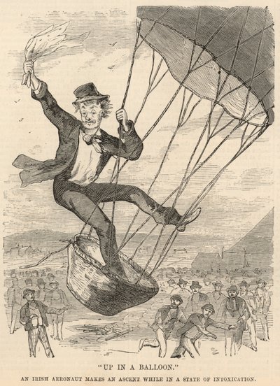Up in a balloon; An Irish aeronaut makes an ascent in a state of intoxication by English School