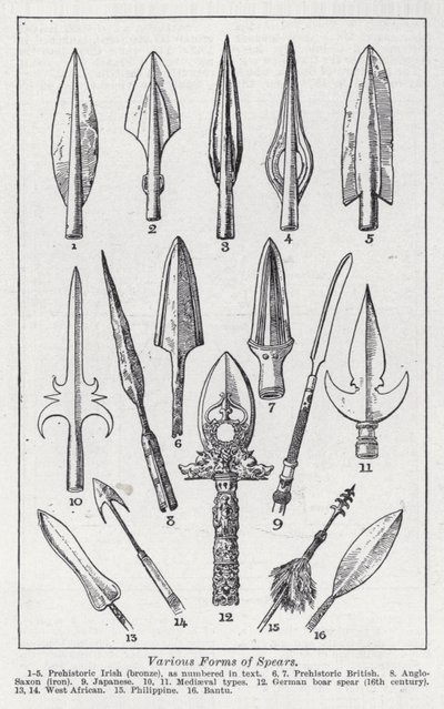 Various forms of spears by English School