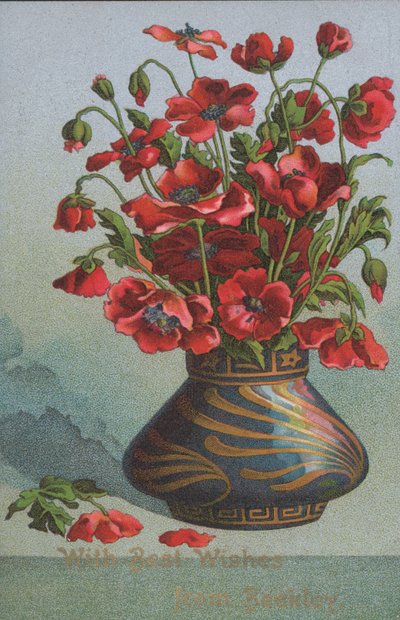 Vase of poppies by English School