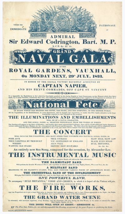 Vauxhall Gardens, Grand Naval Gala, Admiral Sir Edward Codrington by English School