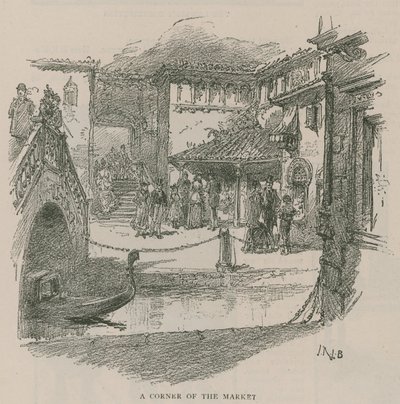Venice in London: Sketches at Olympia - A corner of the market by English School