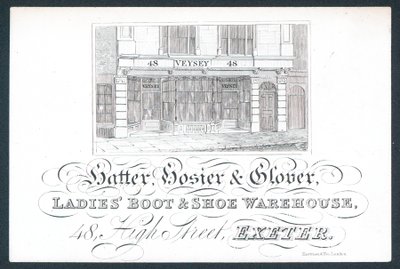 Veysey, Hatter, Hosier & Glover, Trade Card by English School