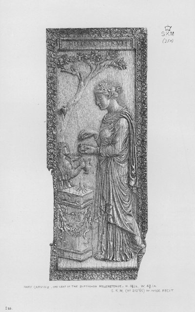 Ivory carving, one leaf of the Diptychon Meleretense (engraving) by English School