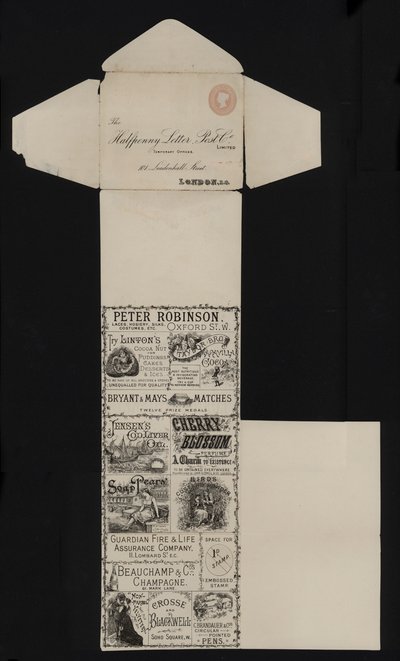 Victorian Postal Stationery from the Halfpenny Letter Post Company, Leadenhall Street, London by English School