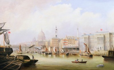View down the Thames with Blackfriars and St. Paul