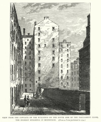 View from the Cowgate of the Buildings on the South Side of the Parliament Close, the Highest Buildings in Edinburgh by English School