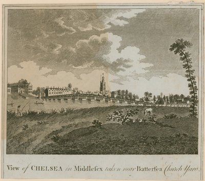 View of Chelsea in Middlesex Taken Near Battersea Church Yard by English School