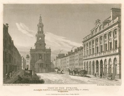View of The Strand, Including the North Front of Somerset House and the Church of St Mary-Le-Strand, Westminster, London by English School
