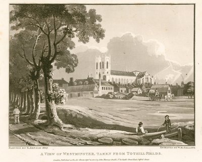 View of Westminster from Tothill Fields by English School