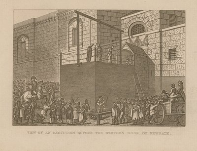 View of an execution before the debtors door of Newgate by English School