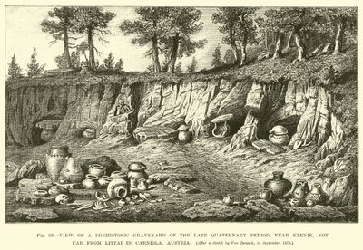 View of prehistoric graveyard of the Late Quaternary Period, near Klenik, not far from Littai in Carniola, Austria by English School