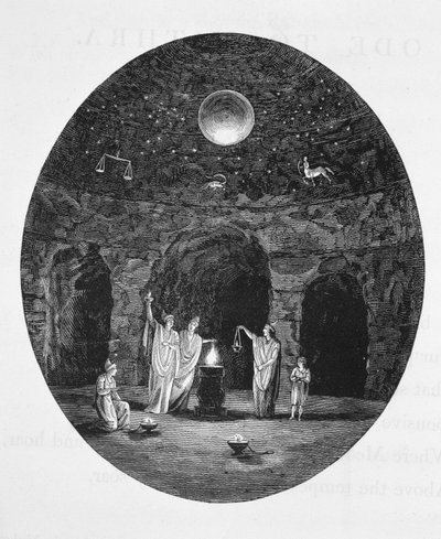 View of the ancient mysterious rites celebrated in the Mithraic cavern by English School
