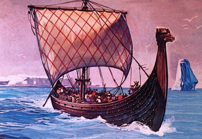 Viking ship by English School
