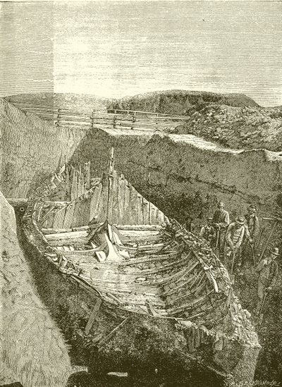 Viking boat, found near Sande Fiord, Norway by English School
