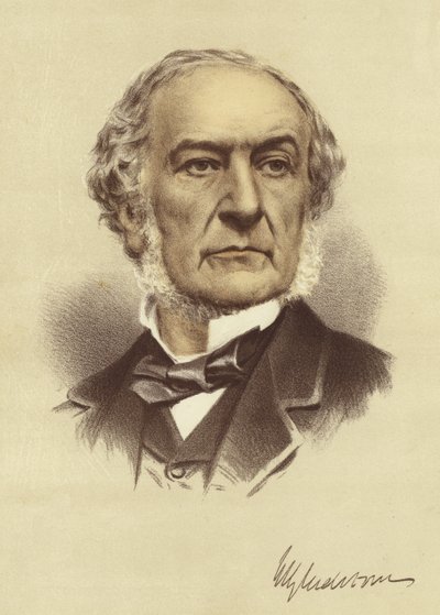 W E Gladstone by English School