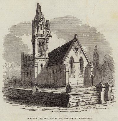Walton Church, Stafford, struck by Lightning by English School