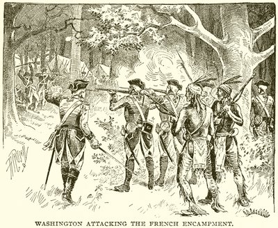 Washington Attacking the French Encampment by English School