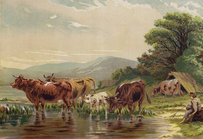 Watering the Cattle by English School