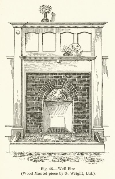 Well Fire, Wood Mantel-piece by G Wright by English School