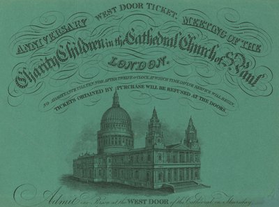 West Door Ticket for the Anniversary Meeting of the Charity Children by English School